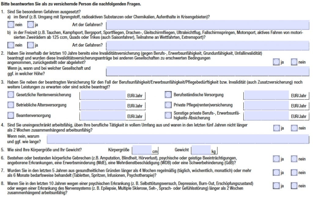 Gesundheitsfragen Baloise BU Aktion Beruf + Pflege Lifetime