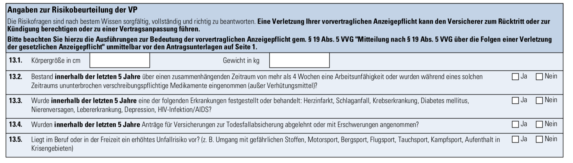 Risikolebensversicherung ohne Gesundheitsfragen