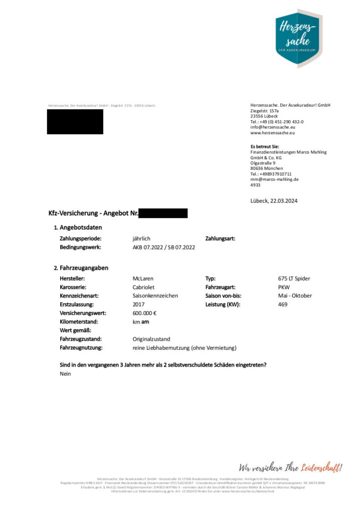 McLaren 675LT Spider (2017) Versicherungsbeispiel - 1