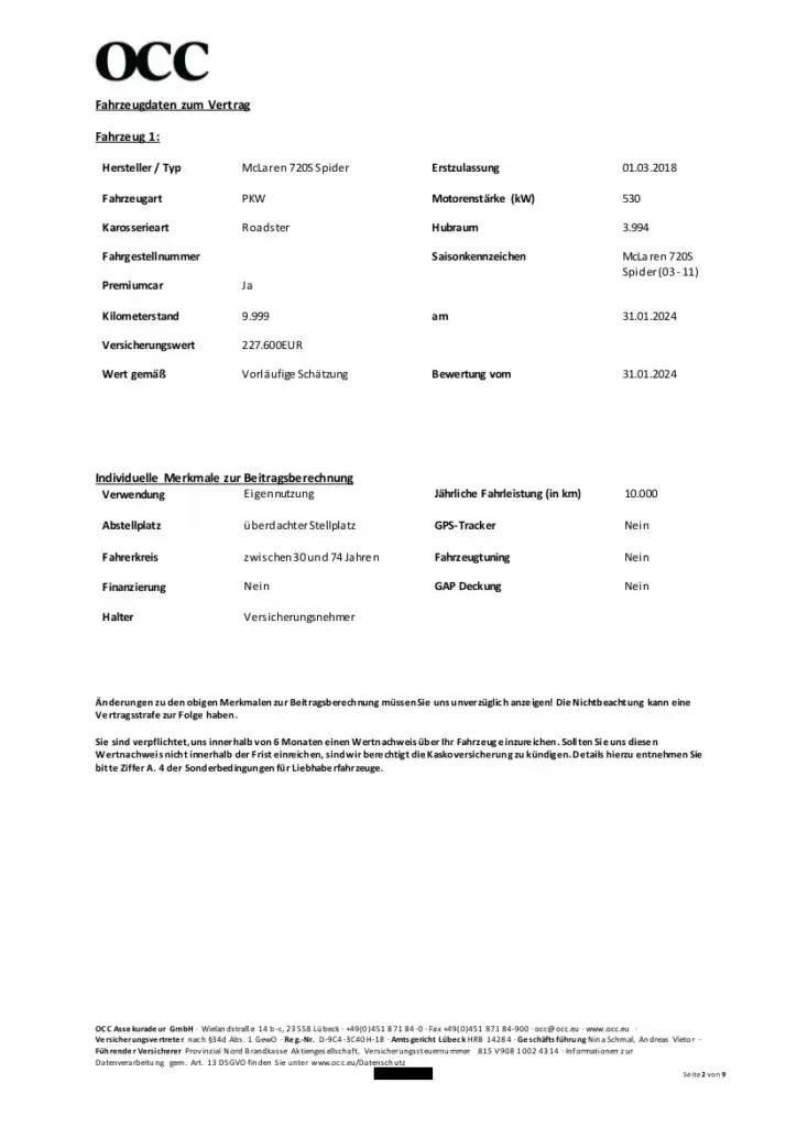McLaren 720S Spider (2018) Versicherungsbeispiel (OCC) - 2