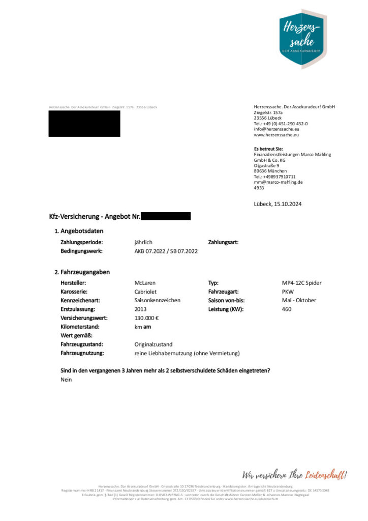 McLaren MP4-12C Spider (2013) Versicherungsbeispiel - 1