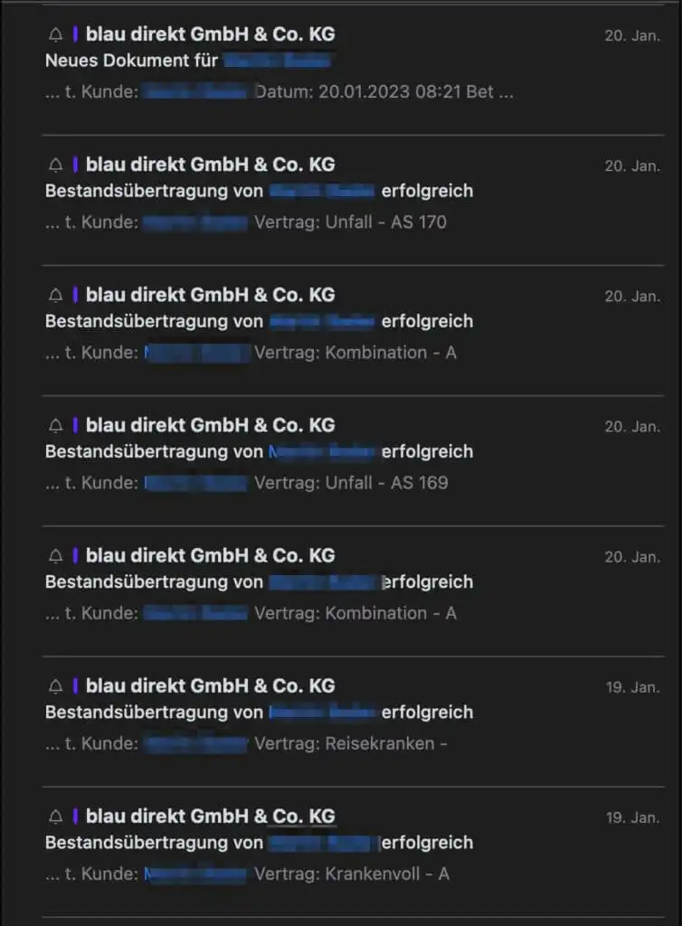 Nachweis über den Übertrag der Versicherungsbeauftragung