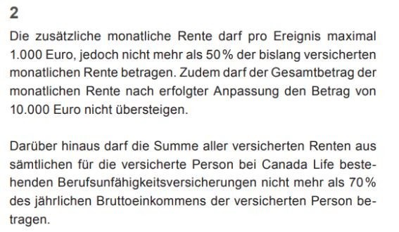 Einzigartige Nachversicherungshoehe der Canada Life