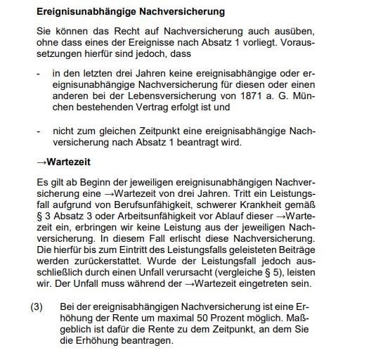 Ereignisunabhaengige Nachversicherungsgarantie der LV 1871