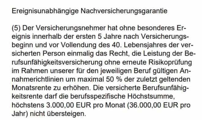 ereignisunabhaengige nachversicherungsgarantie