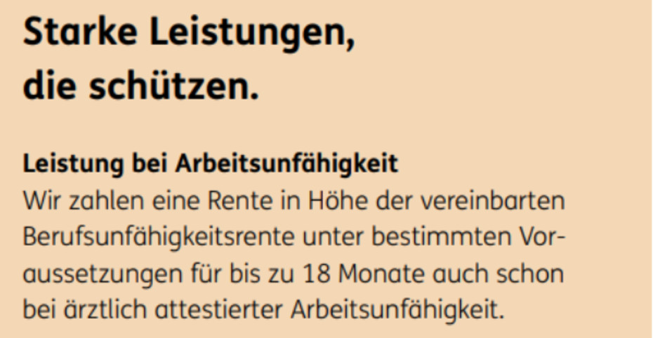 Arbeitsunfähigkeitsklausel der Ergo Berufsunfähigkeitsversicherung