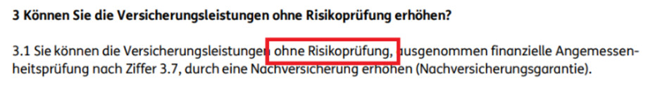 Verzicht auf die Risikoprüfung bei der Nachversicherung der Ergo Berufsunfähigkeitsversicherung