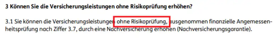 Verzicht auf die Risikoprüfung bei der Nachversicherung der Ergo Berufsunfähigkeitsversicherung