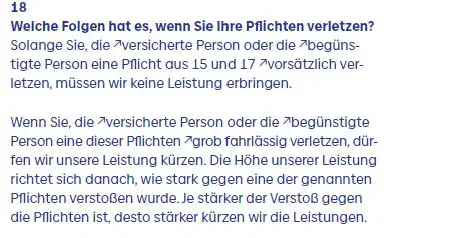 Baloise BU - folgen bei pflichtverletzungen