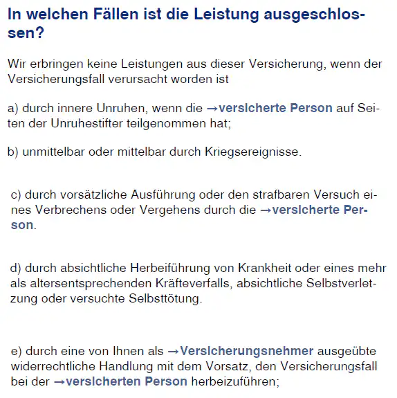 Wie bei allen Anbietern gibt es auch bei der Allianz BU Fälle, in denen die Zahlung der BU Rente ausgeschlossen ist Wie bei allen Anbietern gibt es auch bei der Allianz BU Fälle, in denen die Zahlung der BU Rente ausgeschlossen ist
