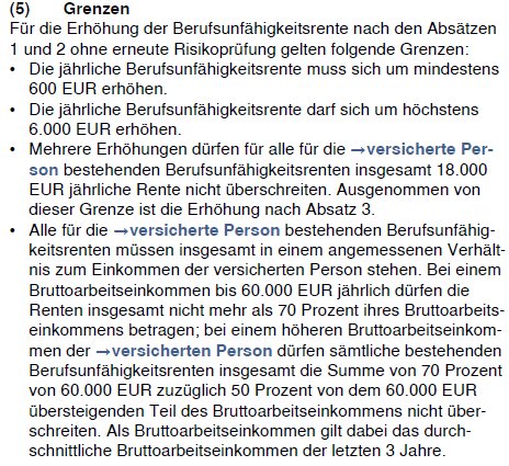 Zu den Grenzen der Erhöhung im Rahmen der Allianz Berufsunfähigkeitsversicherung Zu den Grenzen der Erhöhung im Rahmen der Allianz Berufsunfähigkeitsversicherung