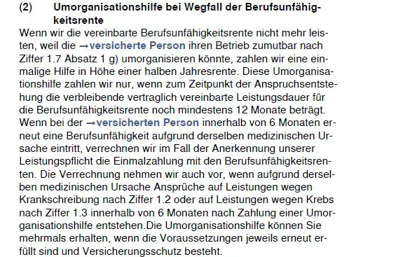 Eine Umorganisierung ist nicht ideal, aber ein gängiges Mittel um die Wirtschaftlichkeit von BU Versicherungen zu ermÜglichen Eine Umorganisierung ist nicht ideal, aber ein gängiges Mittel um die Wirtschaftlichkeit von BU Versicherungen zu ermÜglichen