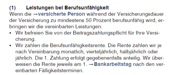 Leistung bei Berufsunfähigkeit Leistung bei Berufsunfaehigkeit