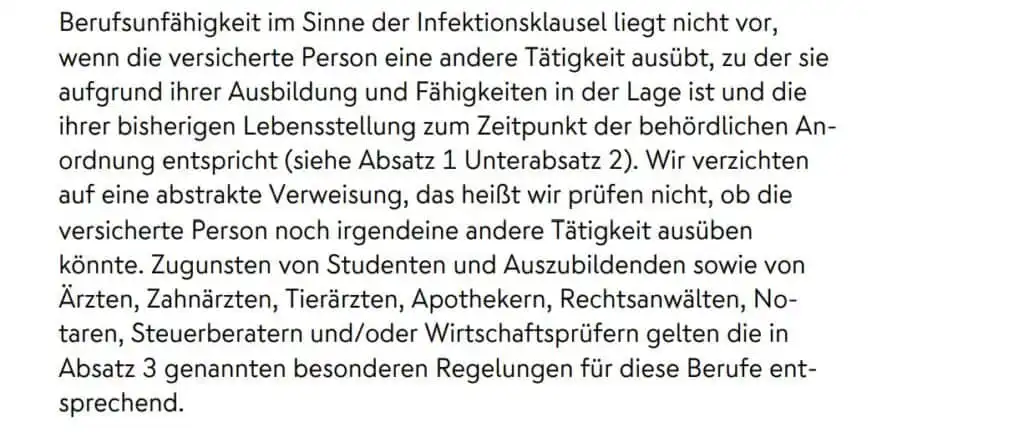 Nuernberger BU - Infektionsklausel