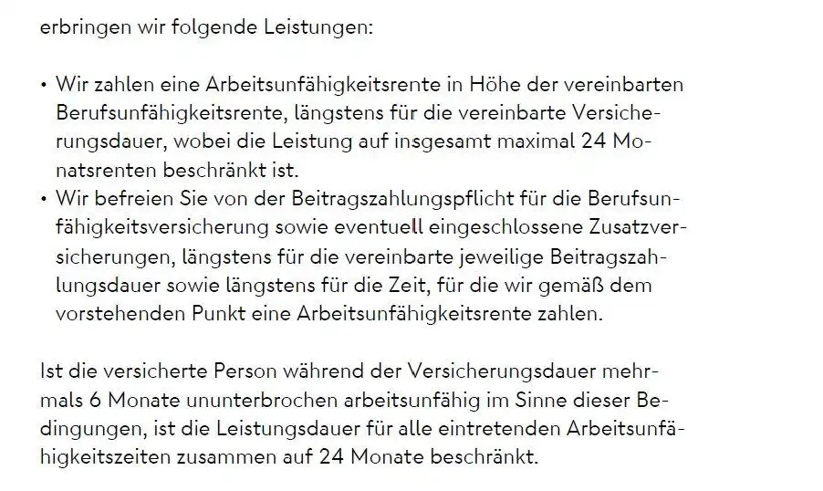 Nuernberger BU - Leistungen bei voruebergehender Arbeitsunfaehigkeit