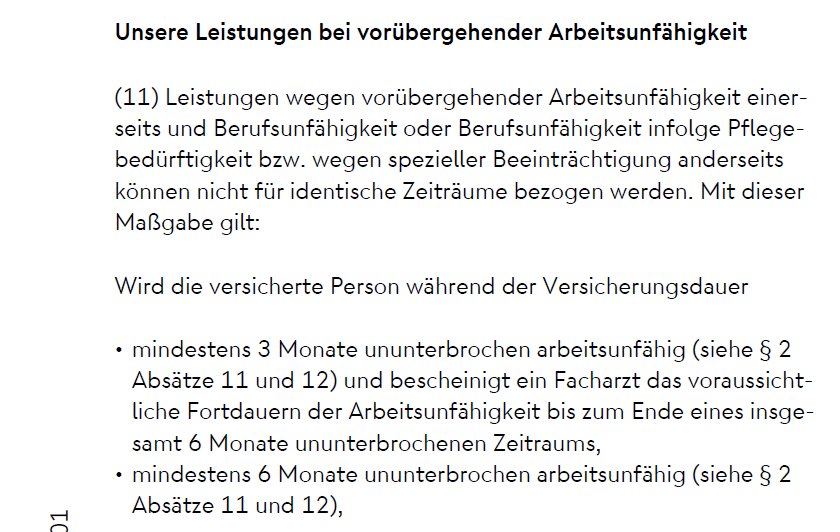 Nuernberger BU - Leistungen bei voruebergehender Arbeitsunfaehigkeit Nuernberger BU - Leistungen bei voruebergehender Arbeitsunfaehigkeit