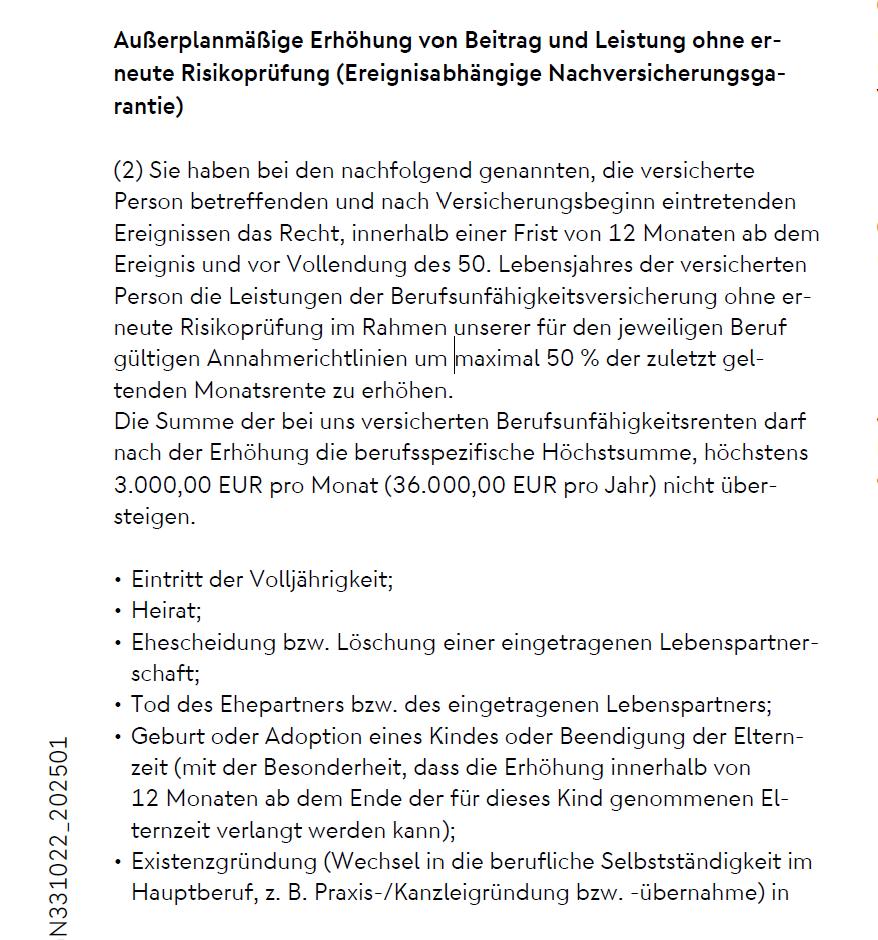 Nuernberger BU - Nachversicherungsgarantien Nuernberger BU - Nachversicherungsgarantien