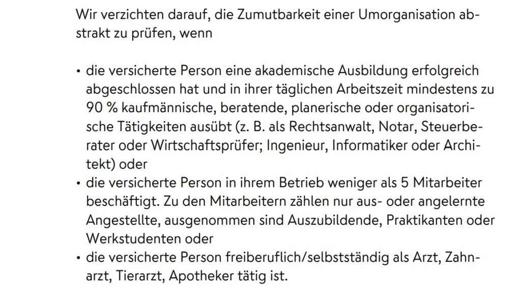 Nuernberger BU - Verzicht auf abstrakte Verweisung Nuernberger BU - Verzicht auf abstrakte Verweisung