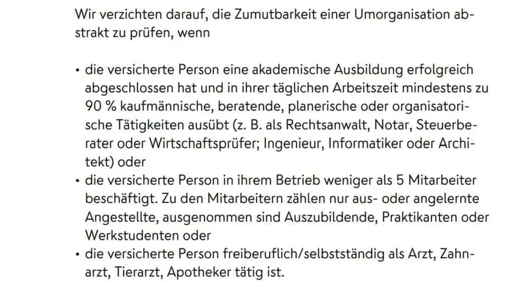 Nuernberger BU - Verzicht auf abstrakte Verweisung