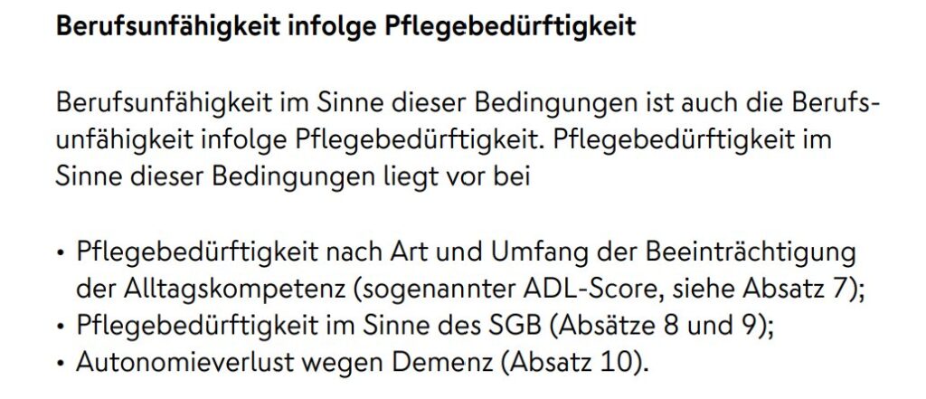 Nuernberger - BU infolge von Pflegebeduerftigkeit Nuernberger - BU infolge von Pflegebeduerftigkeit