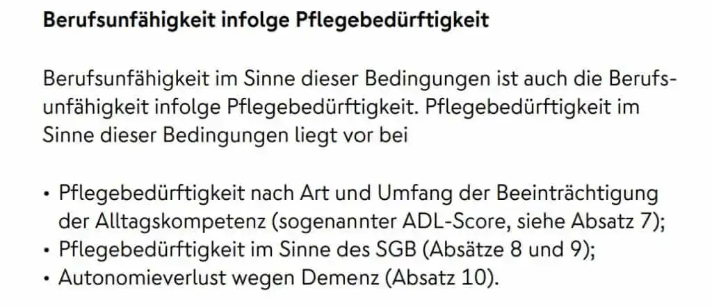Nuernberger - BU infolge von Pflegebeduerftigkeit