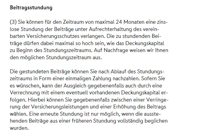 Die Regelung zur Beitragsstundung der Nürnberger Berufsunfähigkeitsversicherung.