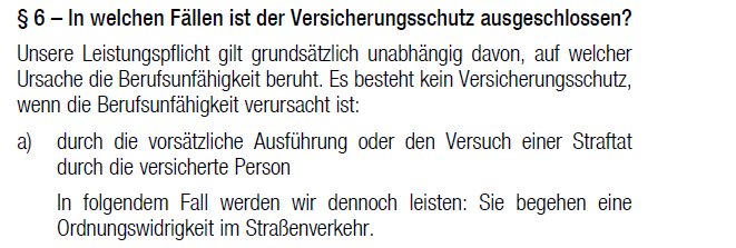 Ausschluss-Bedingungen vom Versicherungsschutz der BU der HUK Coburg
