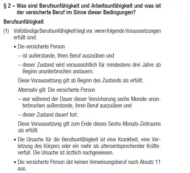 Definition von BU bei der HUK Coburg