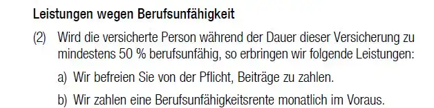 Leistungen wegen Berufsunfaehigkeit