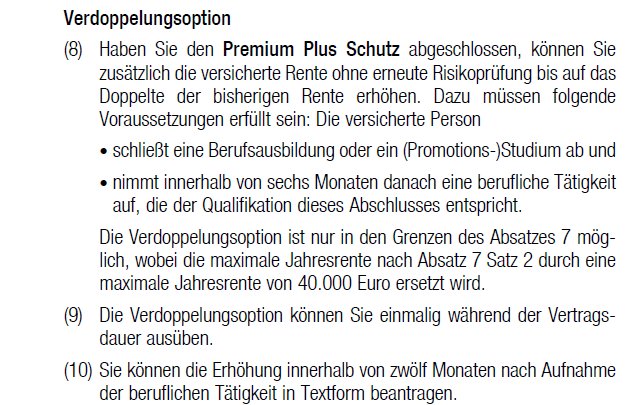 Verdoppelungsoption im Premium Plus Schutz der Huk Coburg BU