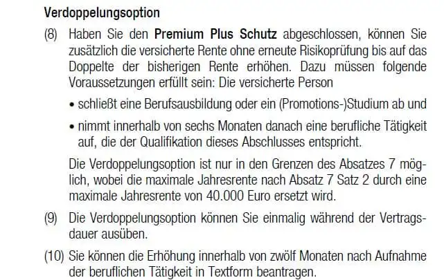 Verdoppelungsoption im Premium Plus Schutz der Huk Coburg BU