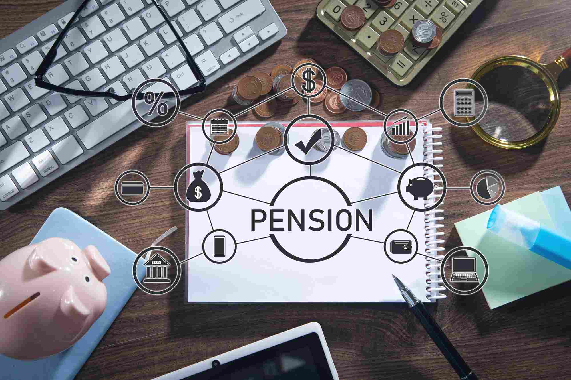 digital wirkende mindmap aus Piktogrammen über die Komplexizität der Pensionsvorbereitung
