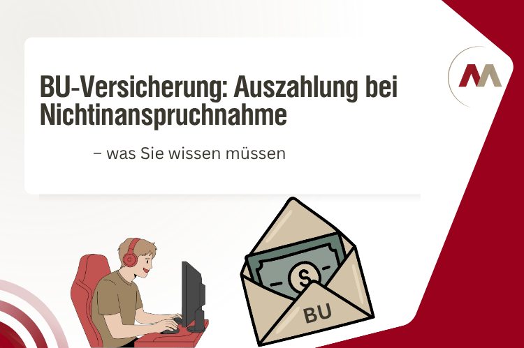 Vorschaubild mit einem entspannten Mitarbeiter am PC und einem Briefumschlag mit Geld