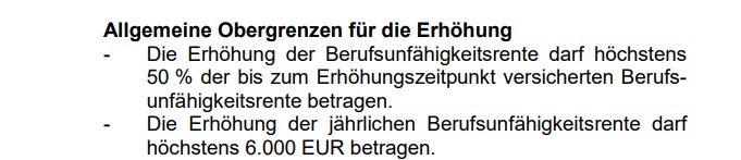 Regelung der Wuerttembergischen BU von Obergrenzen der Erhoehung