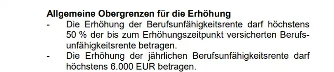 Regelung der Wuerttembergischen BU von Obergrenzen der Erhoehung