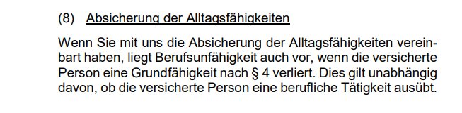 Die Wuerttembergische BU hat auch weiterreichende Module wie zum Beispiel eine Art Pflegeversicherung