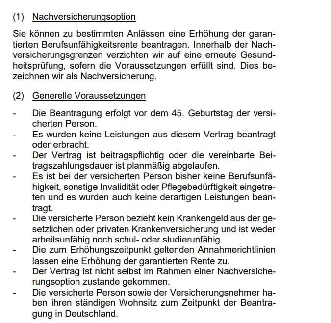 Ein starkes Argument für die BU der Württembergischen ist die Nachversicherungsgarantie.