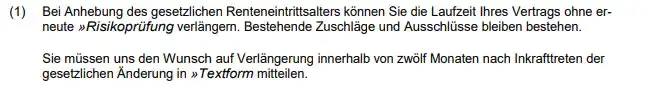 Regelung ueber Vertragsverlaengerung bei gesetzlicher Anhebung des Renteneintrittalters