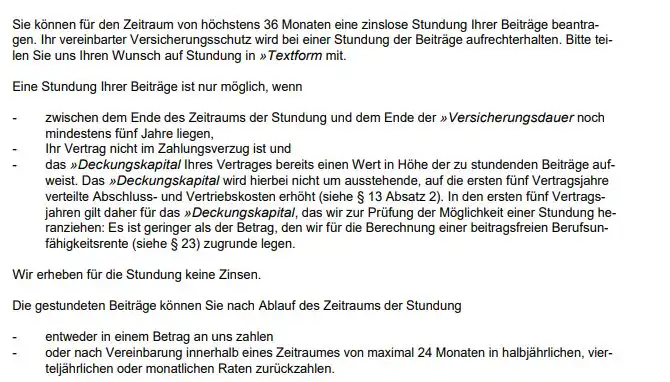 Regelung zur Stundung der Beiträge bis zu 36 Monate