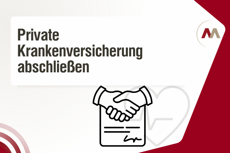 Illustration eines Handschlags über einem Vertrag mit Unterschrift, Symbol für den Abschluss einer privaten Krankenversicherung