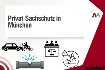 Privat-Sachschutz Muenchen mit Symbolen für Haftpflicht, Hausrat, Unfall und Rechtsschutz Versicherung